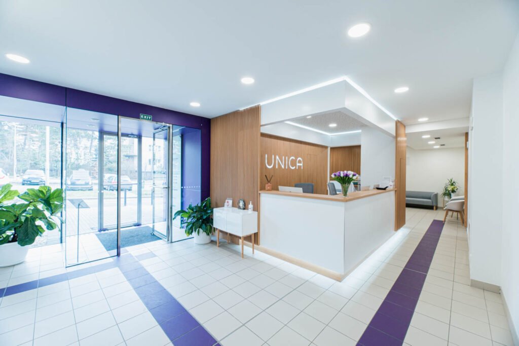 Interior of the Unica Clinic in the Czech Republic – a modern and welcoming environment for patients.