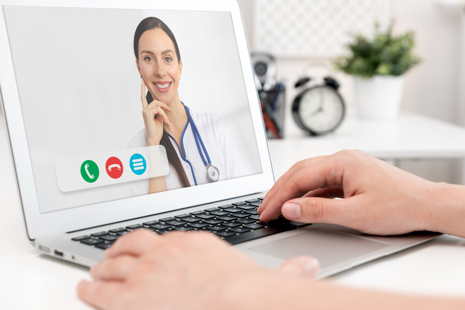 Patient in a video call with a doctor specialized in infertility treatment